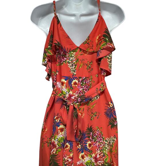 kaiya floral ruffle wrap high low dress Size L - Picture 2 of 8
